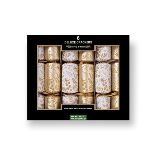 Picture of DELUXE CHRISTMAS CRACKERS GOLD GLITTER FERN 13.5 INCH - 6 PK